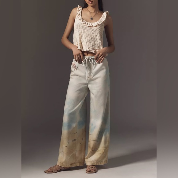 NWT Anthropologie Pilcro Pull-On High-Rise Wide-Leg Jeans - small * RARE * - Picture 2 of 10